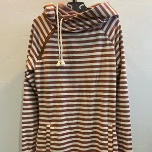 Ampersand striped double hooded hoodie